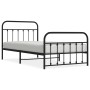 Bed frame with headboard and black metal footboard 100x200cm by vidaXL, Beds and slatted bases - Ref: Foro24-352591, Price: 1...