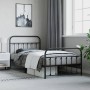 Bed frame with headboard and black metal footboard 100x200cm by vidaXL, Beds and slatted bases - Ref: Foro24-352591, Price: 1...