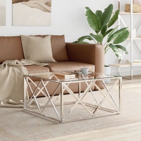 Stainless steel and glass coffee table 80x80x40 cm by vidaXL, Coffee table - Ref: Foro24-349969, Price: 154,95 €, Discount: %