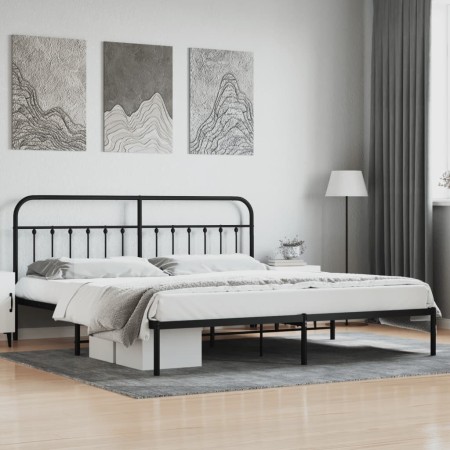 Estructura de cama con cabecero metal negro 200x200 cm de vidaXL, Camas y somieres - Ref: Foro24-352585, Precio: 155,23 €, De...