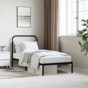 Bed frame with black metal headboard 90x200 cm by vidaXL, Beds and slatted bases - Ref: Foro24-352571, Price: 82,99 €, Discou...