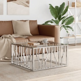 Stainless steel and glass coffee table 80x80x40 cm by vidaXL, Coffee table - Ref: Foro24-350057, Price: 176,38 €, Discount: %