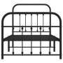 Bed frame with headboard and black metal footboard 90x190 cm by vidaXL, Beds and slatted bases - Ref: Foro24-352588, Price: 9...