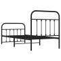 Bed frame with headboard and black metal footboard 90x190 cm by vidaXL, Beds and slatted bases - Ref: Foro24-352588, Price: 9...