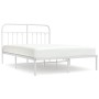 Metal bed frame with white headboard 135x190 cm by vidaXL, Beds and slatted bases - Ref: Foro24-352626, Price: 107,99 €, Disc...