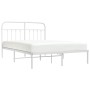 Metal bed frame with white headboard 135x190 cm by vidaXL, Beds and slatted bases - Ref: Foro24-352626, Price: 107,99 €, Disc...