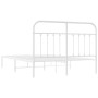 Metal bed frame with white headboard 135x190 cm by vidaXL, Beds and slatted bases - Ref: Foro24-352626, Price: 107,99 €, Disc...