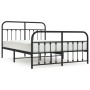 Black metal headboard and footboard bed frame 150x200 cm by vidaXL, Beds and slatted bases - Ref: Foro24-352598, Price: 158,2...