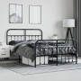 Black metal headboard and footboard bed frame 150x200 cm by vidaXL, Beds and slatted bases - Ref: Foro24-352598, Price: 158,2...