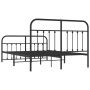 Black metal headboard and footboard bed frame 150x200 cm by vidaXL, Beds and slatted bases - Ref: Foro24-352598, Price: 158,2...