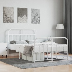 Estructura cama metal con cabecero y estribo blanco 120x200 cm de vidaXL, Camas y somieres - Ref: Foro24-352643, Precio: 133,...