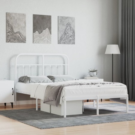 Metal bed frame with white headboard 120x200 cm by vidaXL, Beds and slatted bases - Ref: Foro24-352625, Price: 116,10 €, Disc...