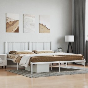 White metal bed frame with headboard 200x200 cm by vidaXL, Beds and slatted bases - Ref: Foro24-352536, Price: 109,99 €, Disc...