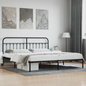 Estructura de cama con cabecero metal negro 193x203 cm de vidaXL, Camas y somieres - Ref: Foro24-352584, Precio: 125,99 €, De...