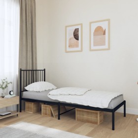 Bed frame with black metal headboard 75x190 cm by vidaXL, Beds and slatted bases - Ref: Foro24-350854, Price: 80,99 €, Discou...