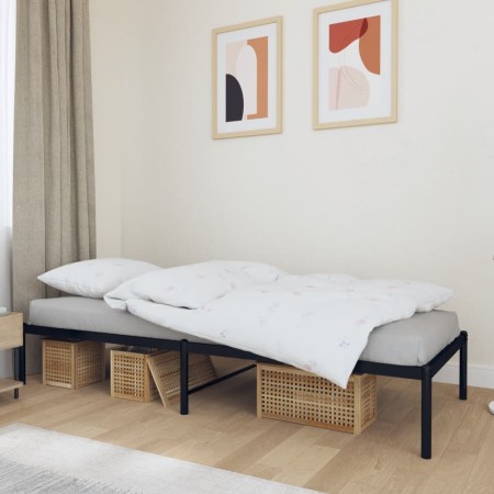 Black metal bed frame 80x200 cm by vidaXL, Beds and slatted bases - Ref: Foro24-350837, Price: 72,19 €, Discount: %