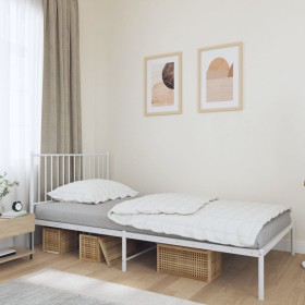 Estructura de cama de metal con cabecero blanco 100x190 cm de vidaXL, Camas y somieres - Ref: Foro24-350925, Precio: 77,99 €,...