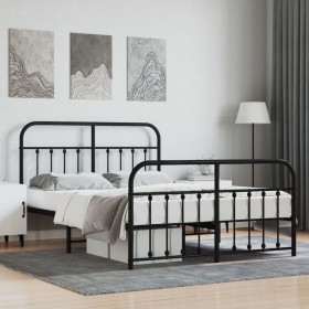 Black metal headboard and footboard bed frame 140x200 cm by vidaXL, Beds and slatted bases - Ref: Foro24-352597, Price: 141,9...