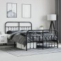 Black metal headboard and footboard bed frame 140x200 cm by vidaXL, Beds and slatted bases - Ref: Foro24-352597, Price: 141,2...