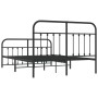 Black metal headboard and footboard bed frame 140x200 cm by vidaXL, Beds and slatted bases - Ref: Foro24-352597, Price: 141,2...