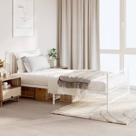 Metal bed frame with headboard and footboard white 100x200 cm by vidaXL, Beds and slatted bases - Ref: Foro24-350944, Price: ...