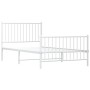 Estructura cama metal con cabecero y pie cama blanca 100x200 cm de vidaXL, Camas y somieres - Ref: Foro24-350944, Precio: 80,...