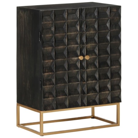 Aparador de hierro y madera maciza de mango negro 55x34x75 cm de vidaXL, Aparadores - Ref: Foro24-351679, Precio: 194,37 €, D...