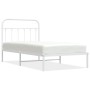 Estructura de cama de metal con cabecero blanco 100x190 cm de vidaXL, Camas y somieres - Ref: Foro24-352621, Precio: 78,99 €,...