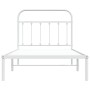 Estructura de cama de metal con cabecero blanco 100x190 cm de vidaXL, Camas y somieres - Ref: Foro24-352621, Precio: 78,99 €,...