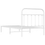 Estructura de cama de metal con cabecero blanco 100x190 cm de vidaXL, Camas y somieres - Ref: Foro24-352621, Precio: 78,99 €,...