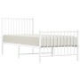 Metal bed frame with headboard and footboard white 75x190 cm by vidaXL, Beds and slatted bases - Ref: Foro24-350939, Price: 7...