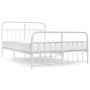 Metal bed frame with headboard and white footboard 135x190 cm by vidaXL, Beds and slatted bases - Ref: Foro24-352644, Price: ...