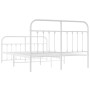 Metal bed frame with headboard and white footboard 135x190 cm by vidaXL, Beds and slatted bases - Ref: Foro24-352644, Price: ...