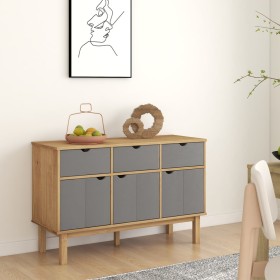 OTTA sideboard solid pine wood brown and gray 114x43x73.5 cm by vidaXL, Sideboards - Ref: Foro24-351298, Price: 177,08 €, Dis...