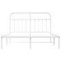 Metal bed frame with white headboard 150x200 cm by vidaXL, Beds and slatted bases - Ref: Foro24-352629, Price: 111,99 €, Disc...