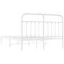 Metal bed frame with white headboard 150x200 cm by vidaXL, Beds and slatted bases - Ref: Foro24-352629, Price: 111,99 €, Disc...