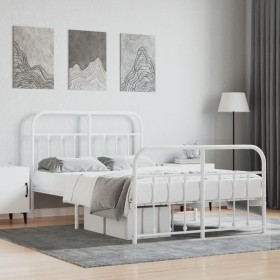 Estructura cama metal con cabecero y estribo blanco 120x190 cm de vidaXL, Camas y somieres - Ref: Foro24-352642, Precio: 109,...