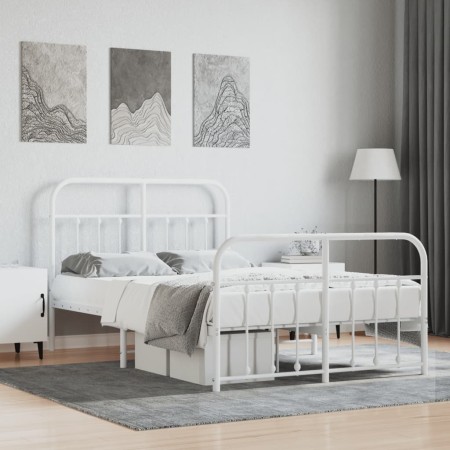 Metal bed frame with headboard and white footboard 120x190 cm by vidaXL, Beds and slatted bases - Ref: Foro24-352642, Price: ...