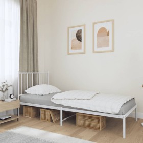 Estructura de cama de metal con cabecero blanco 90x190 cm de vidaXL, Camas y somieres - Ref: Foro24-350923, Precio: 77,26 €, ...