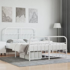 Estructura cama metal cabecero y estribo blanco 140x190 cm de vidaXL, Camas y somieres - Ref: Foro24-352645, Precio: 139,76 €...