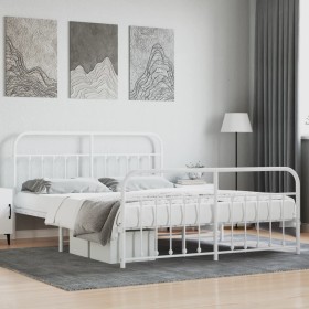 Estructura cama metal con cabecero y pie cama blanco 183x213 cm de vidaXL, Camas y somieres - Ref: Foro24-352650, Precio: 140...