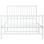 White metal bed frame with headboard and footboard 100x190 cm by vidaXL, Beds and slatted bases - Ref: Foro24-350943, Price: ...