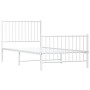 Metal bed frame with headboard and footboard white 90x190 cm by vidaXL, Beds and slatted bases - Ref: Foro24-350941, Price: 6...