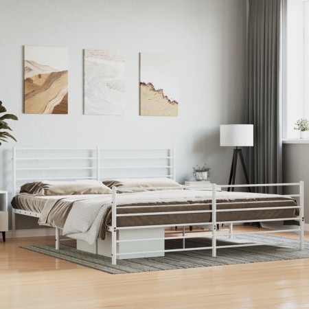 Estructura cama metal con cabecero y estribo blanco 180x200 cm de vidaXL, Camas y somieres - Ref: Foro24-352390, Precio: 106,...