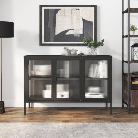 Black glass and steel sideboard 105x35x70 cm by vidaXL, Sideboards - Ref: Foro24-353002, Price: 280,26 €, Discount: %