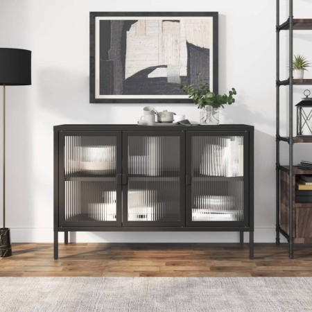 Aparador de vidrio y acero negro 105x35x70 cm de vidaXL, Aparadores - Ref: Foro24-353002, Precio: 280,02 €, Descuento: %