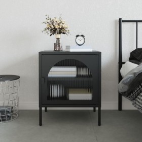 Black glass and steel nightstand 50x35x60 cm by vidaXL, Nightstands - Ref: Foro24-352997, Price: 99,18 €, Discount: %