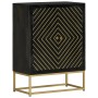 Sideboard with 2 black and gold mango wood doors 55x30x75 cm by vidaXL, Sideboards - Ref: Foro24-352042, Price: 241,56 €, Dis...