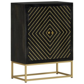 Sideboard with 2 black and gold mango wood doors 55x30x75 cm by vidaXL, Sideboards - Ref: Foro24-352042, Price: 241,04 €, Dis...