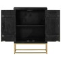 Sideboard with 2 black and gold mango wood doors 55x30x75 cm by vidaXL, Sideboards - Ref: Foro24-352042, Price: 241,56 €, Dis...